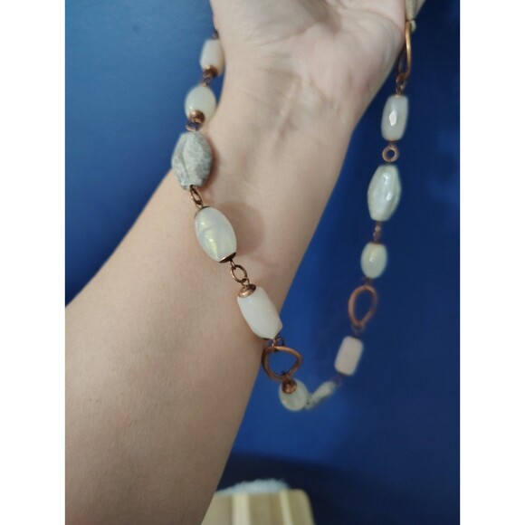 Cookie Lee Glass and Brass Long Chain Necklace  Cluster Boho NWT - Picture 4 of 5